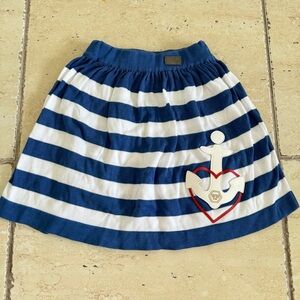 Philipp Plein Nautical Blue and White Striped Girl Skirt, Size 4